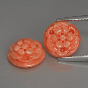 캐럿 천연 살몬 산호 보석, 멋진 모양, 10.5×4.9 mm, 불투명체