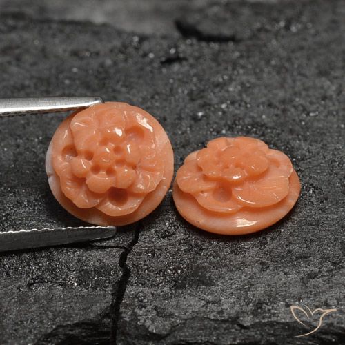 4.26캐럿 천연 미디엄 핑크 산호 보석, 플라워 컷, 불투명체