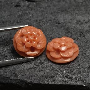 5.05캐럿 천연 미디엄 핑크 산호 보석, 플라워 컷, 9.9×4.6 mm, 불투명체