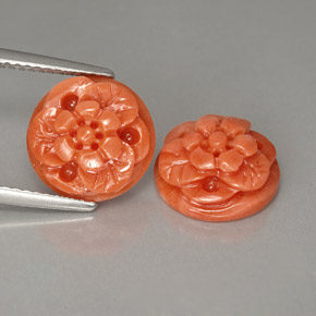 캐럿 천연 살몬 산호 보석, 멋진 모양, 10.8×5.3 mm, 불투명체