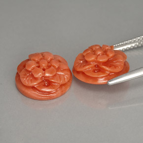 캐럿 천연 살몬 산호 보석, 멋진 모양, 10.8×5.3 mm, 불투명체