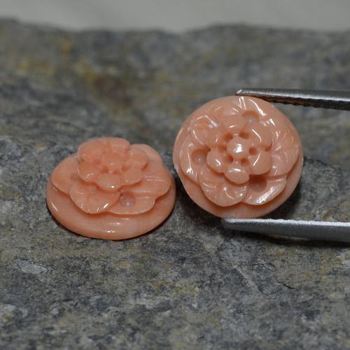 4.93캐럿 천연 미디엄 핑크 산호 보석, 플라워 컷, 10.8×4.2 mm, 불투명체