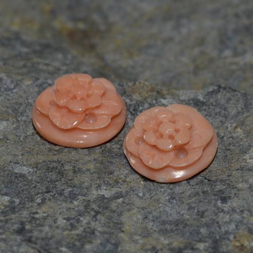 4.93캐럿 천연 미디엄 핑크 산호 보석, 플라워 컷, 10.8×4.2 mm, 불투명체