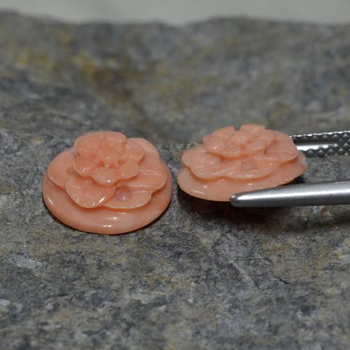 4.93캐럿 천연 미디엄 핑크 산호 보석, 플라워 컷, 10.8×4.2 mm, 불투명체