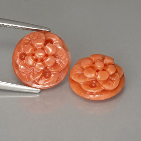 캐럿 천연 살몬 산호 보석, 멋진 모양, 11.3×5.9 mm, 불투명체