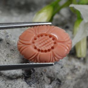 2.80캐럿 천연 오렌지빛 핑크 산호, 플라워 컷, 13.8×9.8 mm, 불투명체
