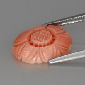 2.52캐럿 천연 Salmon Pink   산호, 플라워 컷, 13.3×9.6 mm, 불투명체