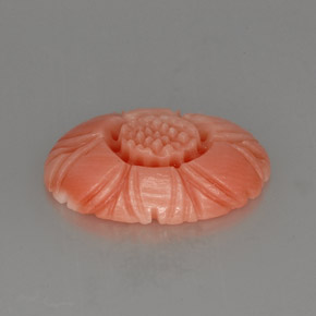 2.52캐럿 천연 Salmon Pink   산호, 플라워 컷, 13.3×9.6 mm, 불투명체