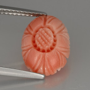 2.52캐럿 천연 Salmon Pink   산호, 플라워 컷, 13.3×9.6 mm, 불투명체