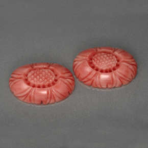 캐럿 천연 살몬 산호 보석, 멋진 모양, 13.9×9.7 mm, 불투명체