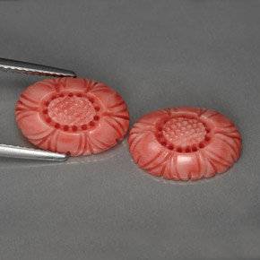 캐럿 천연 살몬 산호 보석, 멋진 모양, 13.9×9.7 mm, 불투명체