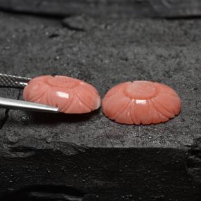 7.86캐럿 천연 연어 산호 보석, 플라워 컷, 불투명체