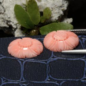 7.41캐럿 천연 미디엄 핑크 산호 보석, 플라워 컷, 불투명체