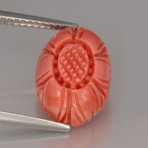 3.97캐럿 천연 살몬 산호, 멋진 모양, 13.5×9.6 mm, 불투명체