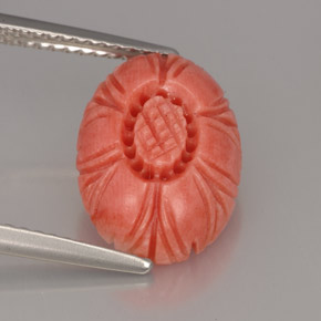 4.16캐럿 천연 살몬 산호, 멋진 모양, 13.6×9.8 mm, 불투명체