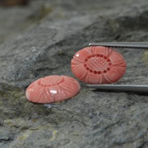 캐럿 천연 살몬 산호 보석, 멋진 모양, 13.7×9.8 mm, 불투명체