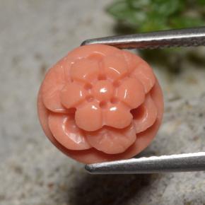4.01캐럿 천연 살몬 산호, 플라워 컷, 10.5×6.5 mm, 불투명체