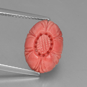 3.52캐럿 천연 살몬 산호, 멋진 모양, 13.6×9.7 mm, 불투명체