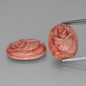캐럿 천연 살몬 산호 보석, 멋진 모양, 15.6×11.8 mm, 불투명체