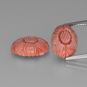 7.80캐럿 천연 딥 블러쉬 레드 산호 보석, 플라워 컷, 13.5×9.4 mm, 불투명체