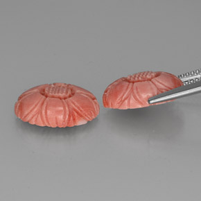 7.80캐럿 천연 딥 블러쉬 레드 산호 보석, 플라워 컷, 13.5×9.4 mm, 불투명체