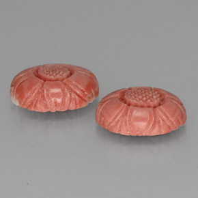 9.33캐럿 천연 살몬 산호 보석, 플라워 컷, 13.8×9.8 mm, 불투명체