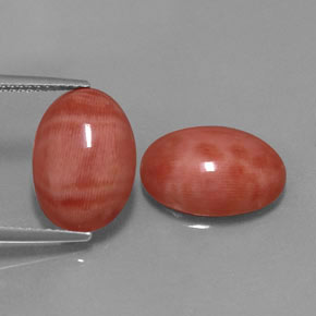 캐럿 천연 살몬 산호 보석, 타원형 컷, 14×10 mm, 불투명체