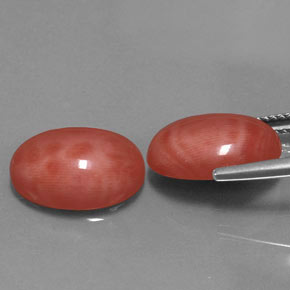 캐럿 천연 살몬 산호 보석, 타원형 컷, 14×10 mm, 불투명체