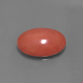 5.26캐럿 천연 살몬 산호, 타원형 컷, 14.9×11 mm, 불투명체