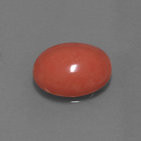 4.34캐럿 천연 살몬 산호, 타원형 컷, 12.8×10.8 mm, 불투명체