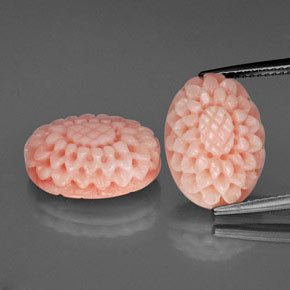캐럿 천연 화이트 살몬 산호 보석, 멋진 모양, 15.3×11.1 mm, 불투명체