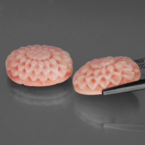 캐럿 천연 화이트 살몬 산호 보석, 멋진 모양, 15.3×11.1 mm, 불투명체