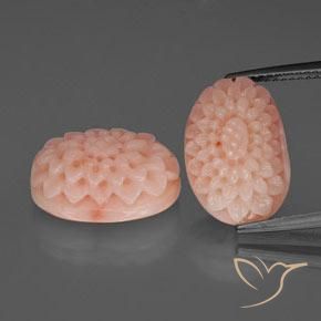 14.42캐럿 천연 살몬 핑크 산호 보석, 멋진 모양, 15.3×10.7 mm, 불투명체