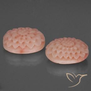14.42캐럿 천연 살몬 핑크 산호 보석, 멋진 모양, 15.3×10.7 mm, 불투명체
