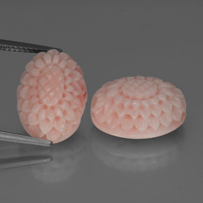 17.41캐럿 천연 블러셔 핑크 산호 보석, 멋진 모양, 15.3×11.1 mm, 불투명체