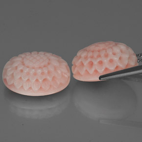 17.41캐럿 천연 블러셔 핑크 산호 보석, 멋진 모양, 15.3×11.1 mm, 불투명체