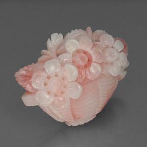 20.18캐럿 천연 플라밍고 핑크 산호, 플라워 컷, 25×18.2 mm, 불투명체