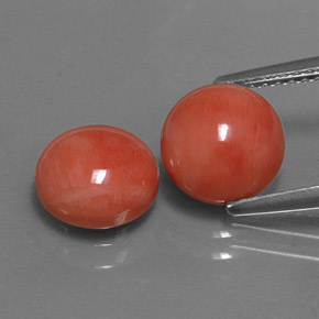 캐럿 천연 흰 연어 산호 보석, 라운드 컷, 불투명체