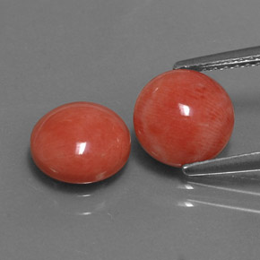 캐럿 천연 화이트 살몬 산호 보석, 라운드 컷, 8.06 mm, 불투명체
