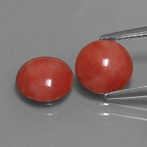 캐럿 천연 화이트 살몬 산호 보석, 라운드 컷, 8.06 mm, 불투명체
