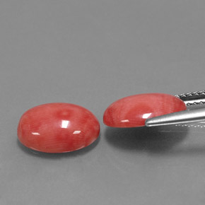 캐럿 천연 화이트 살몬 산호 보석, 타원형 컷, 11×9 mm, 불투명체