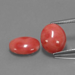 캐럿 천연 흰 연어 산호 보석, 타원형 컷, 불투명체