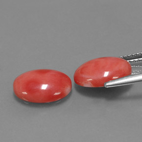 캐럿 천연 흰 연어 산호 보석, 타원형 컷, 불투명체