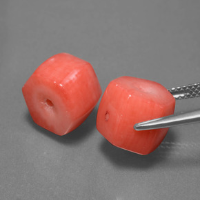 캐럿 천연 살몬 산호 보석, 멋진 모양, 10.7×9.7 mm, 불투명체