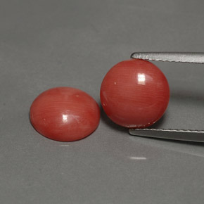 캐럿 천연 살몬 산호 보석, 라운드 컷, 8.95 mm, 불투명체