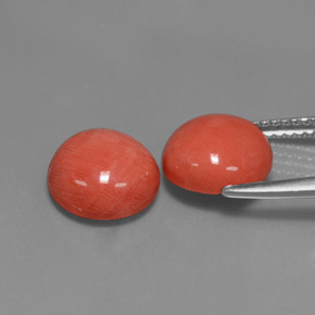 캐럿 천연 연어 산호 보석, 라운드 컷, 불투명체