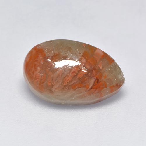 3.39캐럿 천연 멀티컬러 산호, 배 모양, 13×8.2 mm, 투명한