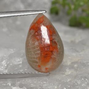 4.02캐럿 천연 멀티컬러 산호, 배 모양, 15.1×9.9 mm, 투명한