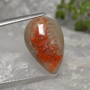 4.02캐럿 천연 멀티컬러 산호, 배 모양, 15.1×9.9 mm, 투명한
