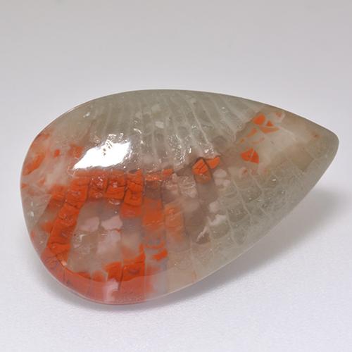 8.29캐럿 천연 멀티컬러 산호, 배 모양, 21.3×13.7 mm, 투명한